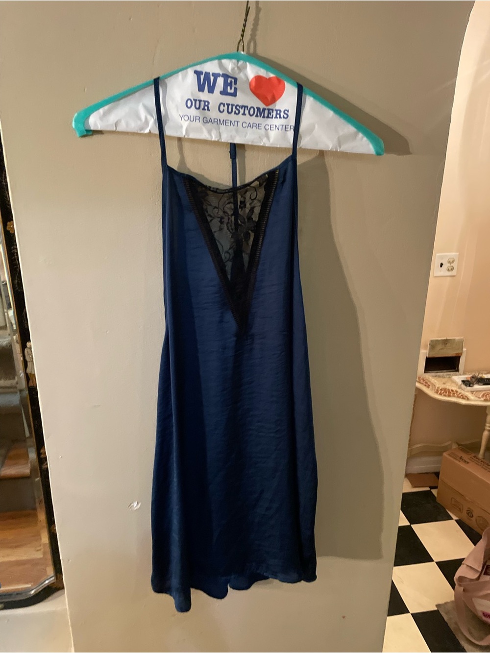 NWT Band of Gypsies Navy Lace-Trim Slip dress